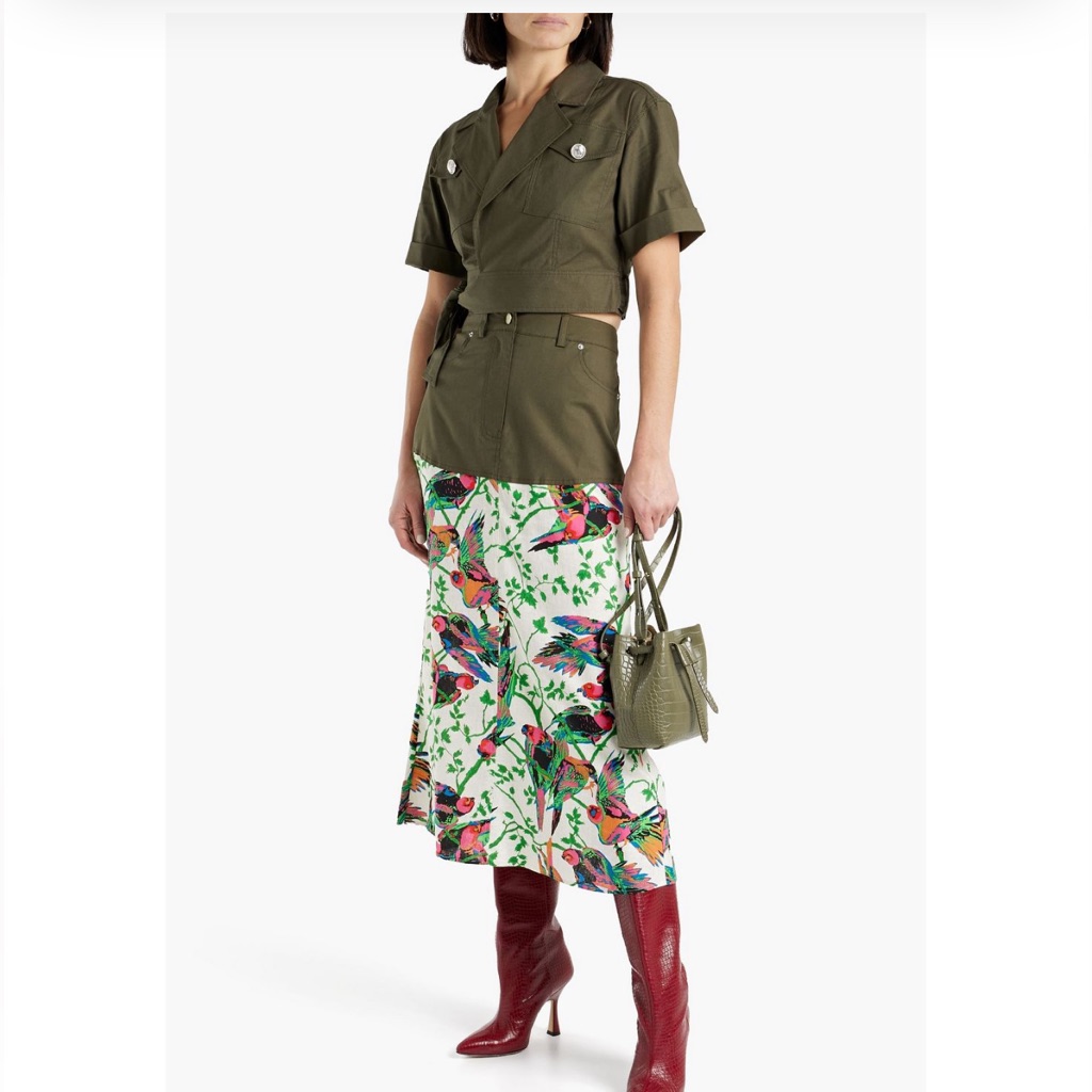 Midi Cream Multi Color Skirt